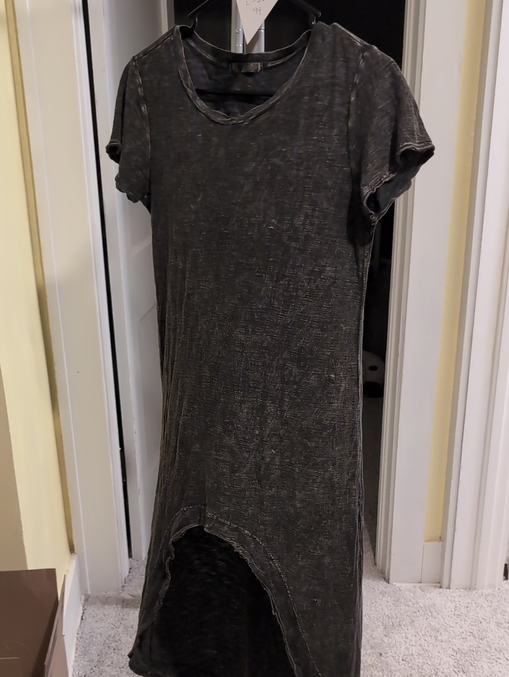 Washed Black Short-Sleeve Scoop Neck Shift Dress